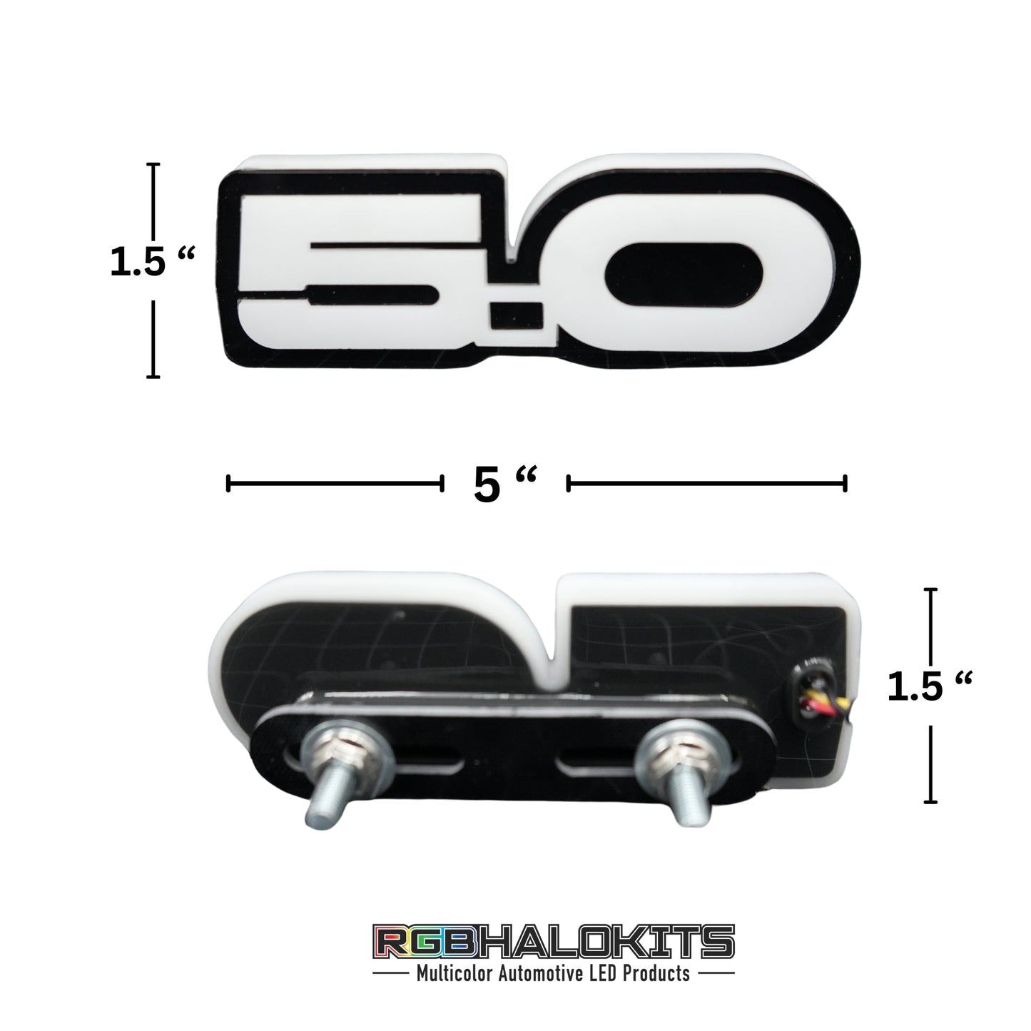 5.0 LED Emblem Badge: Ford Mustang (Multicolor Flow)