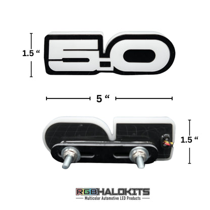 5.0 LED Emblem Badge: Ford Mustang (Multicolor Flow)