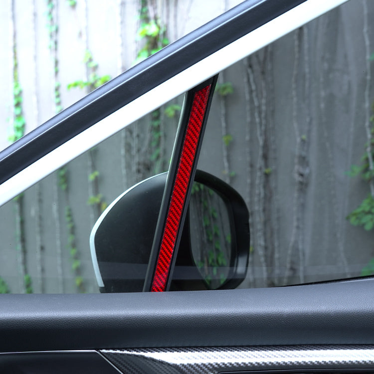 JDMuscle [22-25 WRX] P&S Series Carbon Fiber Interior Window Trim Covers 4 PC | Black Carbon Fiber/ Red Carbon Fiber