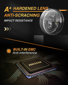 Hwstar 7 Inch Round LED Headlights 600 Brighter Anti Glare Compatible With Jeep Wrangler Jk Jku Tj Lj Chevy Ford Gmc Dodge Mazda Nissan Mack Vw Etc Dot Approved H6024 Hilow Sealed Beam