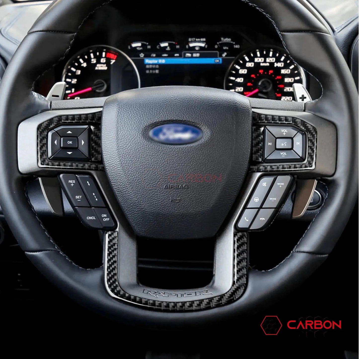 [5pcs] Real Carbon Fiber Steering Wheel Trim Overlay | 2015-2020 F150