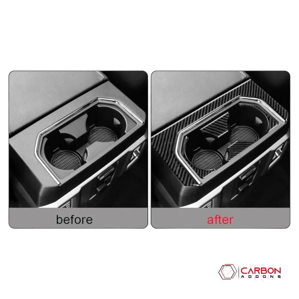 [5pcs] Real Carbon Rear Center Cup Holder Trim Overlay | 2015-2020 F150