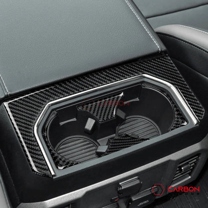 [5pcs] Real Carbon Rear Center Cup Holder Trim Overlay | 2015-2020 F150