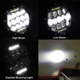Aaiwa 7 Inch Round LED Headlight Daytime Running Light Dlr High Low Beam For Car Motorcycle With H4 H13 Adapter 2 Pack