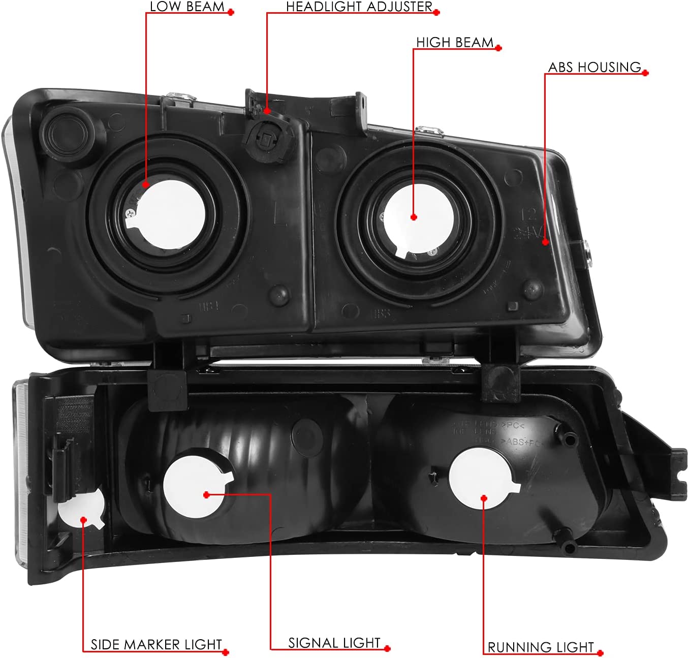 Dna Motoring Hlohcs034pcham Headlight Assembly Driver And Passenger Side