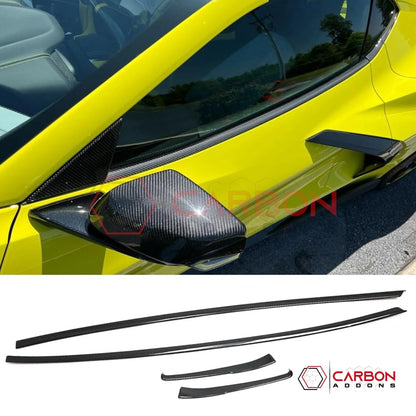 Carbon Fiber Side Window Sill Trim for Corvette C8 Stingray, Z51, Z06 (2020–2025) – Coupe or Convertible