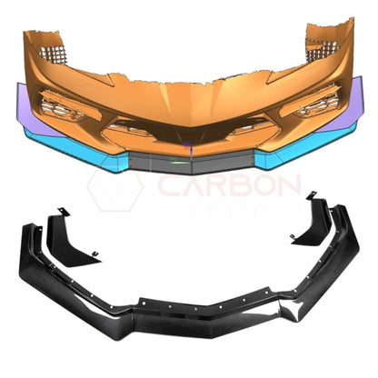 C8 Corvette Stingray Carbon Fiber Z07 Style Front Splitter & Canards