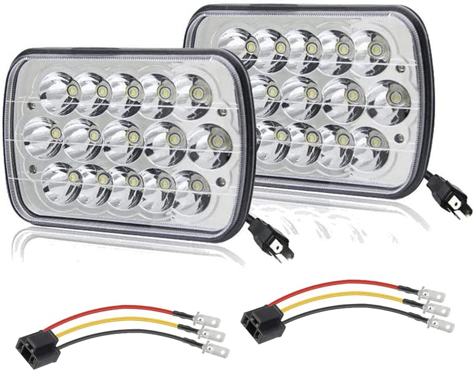 Black Pair 45w 7x6 5x7 6052 6054 H5054 H6054 Hilow Sealed Beam LED Headlights Replacement For Chevy Express Cargo Van 1500