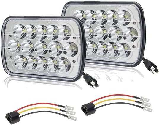 Black Pair 45w 7x6 5x7 6052 6054 H5054 H6054 Hilow Sealed Beam LED Headlights Replacement For Chevy Express Cargo Van 1500