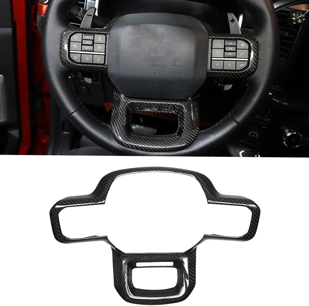 F150 2021-Up Steering Wheel Trim Hard Carbon Fiber Cover