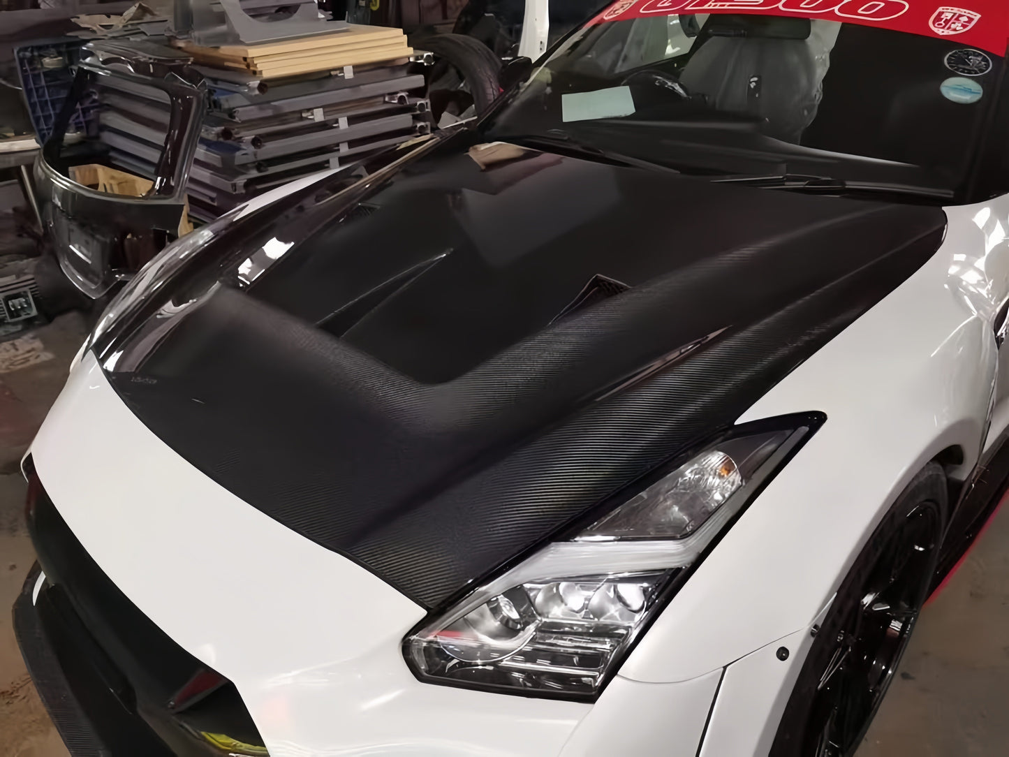 JDMuscle [17-24 GT-R] Carbon Fiber Hood - LB Style