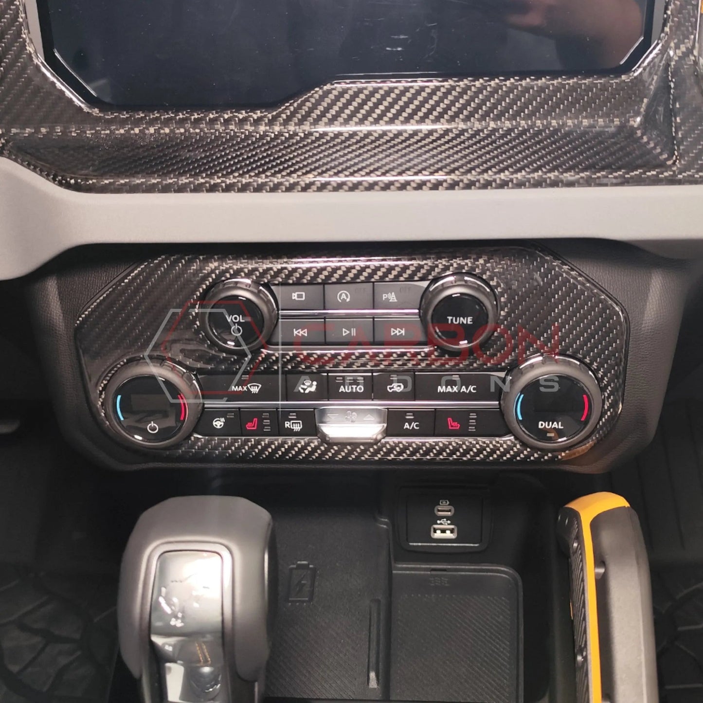 2021+ Bronco Real Carbon Fiber Radio & AC Control Panel Cover