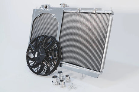 CSF Cooling - Racing & High Performance Division 7075 Mitsubishi Evo 4/5/6/7/8/9 Full Size Slim All-Aluminum Radiator w/ 12in SPAL Fan