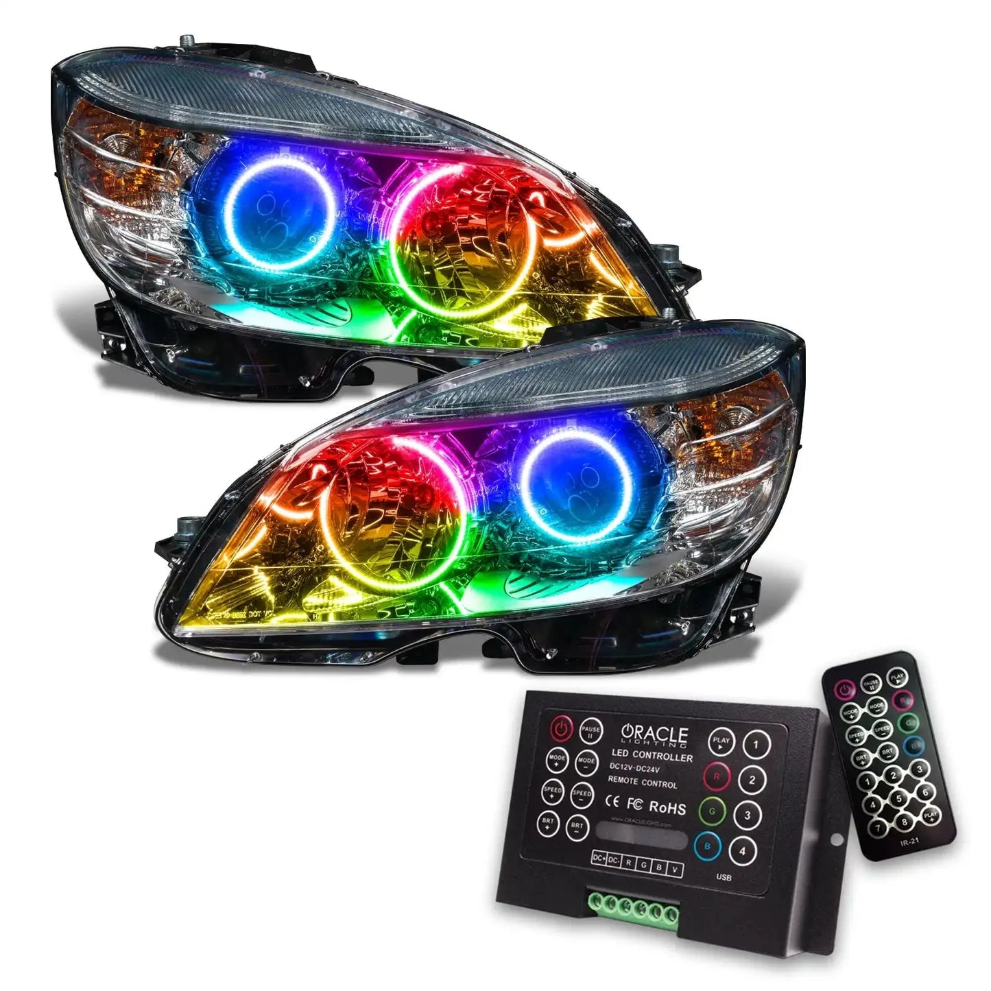 ORACLE Lighting 2008-2011 Mercedes Benz C-Class Pre-Assembled Headlights-Chrome-HALOGEN