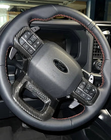 F150 2021-Up Steering Wheel Trim Hard Carbon Fiber Cover