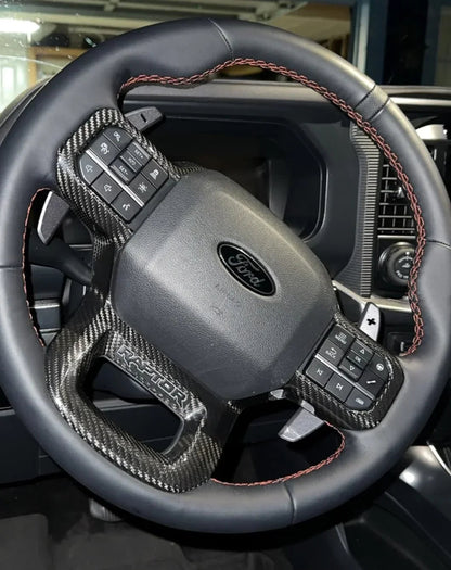 Real Carbon Fiber Steering Wheel Trim Cover for 2021+ Ford F-150