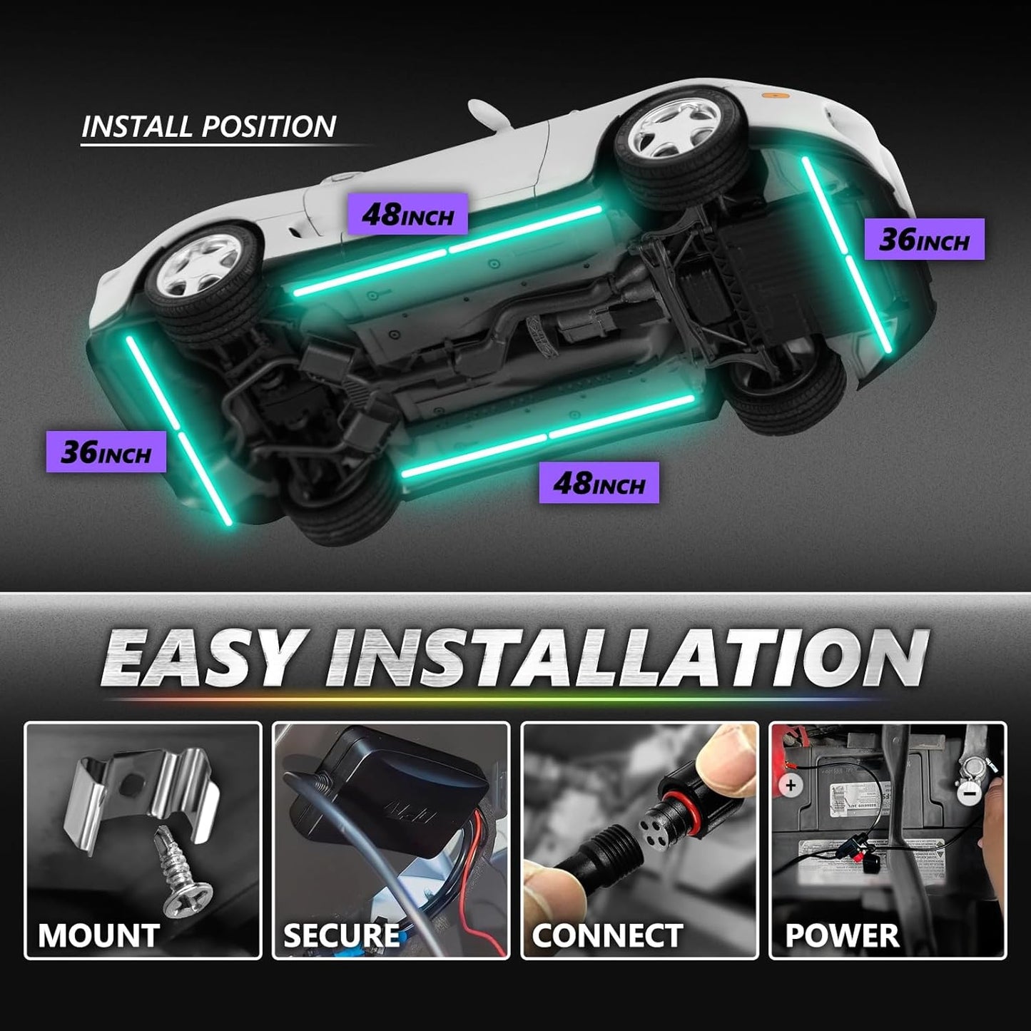 AURA PRO LED Triple Bundle for Dodge Challenger 08-23 ( Halo + Interior + Underglow ) - Bluetooth APP and Remote Controlled