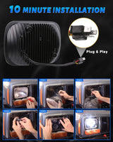 7x6 5x7 H6054 LED Headlights H6054 High Low Sealed Beam DOT 110W 8400lm Compatible with Jeep Cherokee XJ Wrangler YJ Comanche MJ GMC Savana Safari Ford Replacement Black