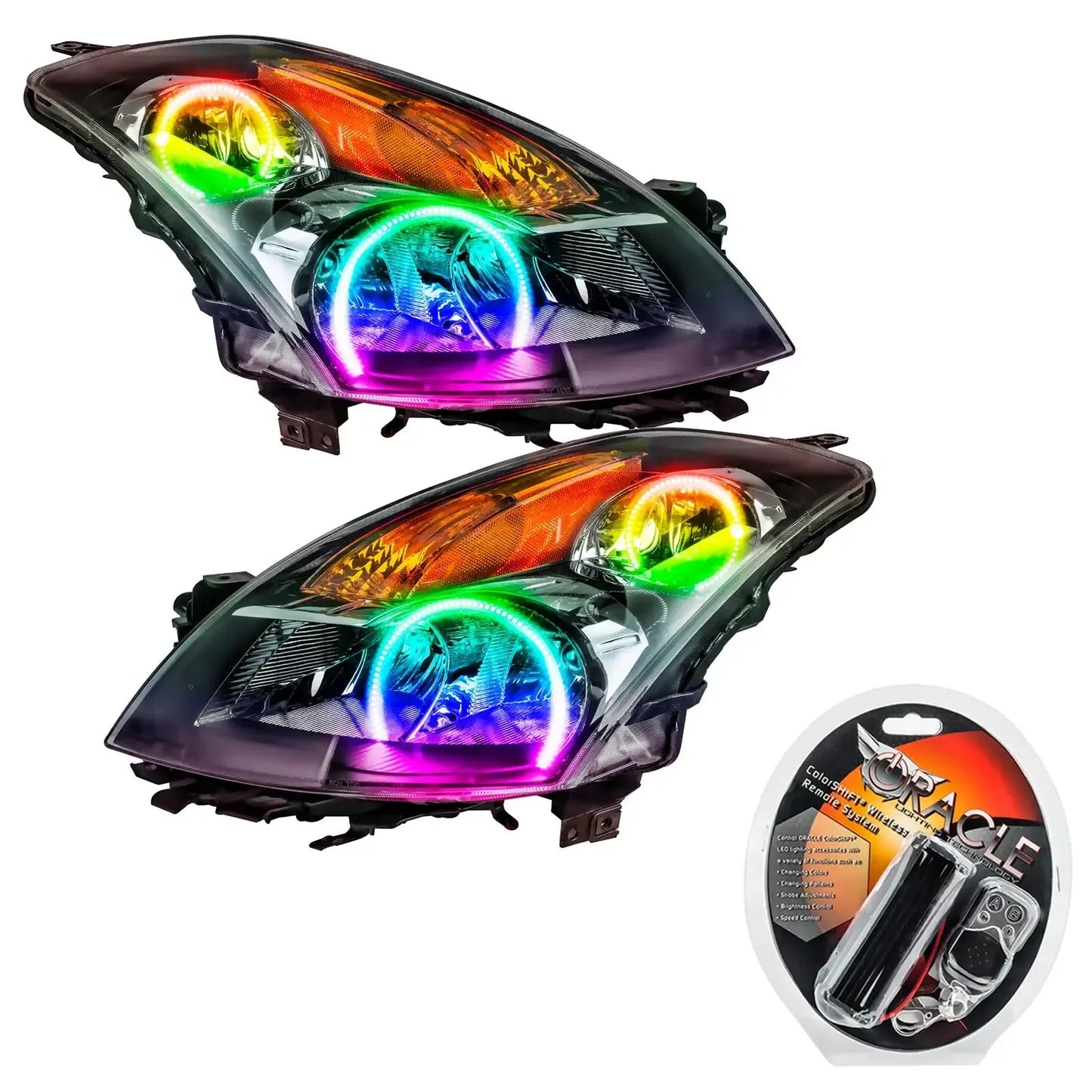 ORACLE Lighting 2007-2009 Nissan Altima Sedan Pre-Assembled Halo Headlights - Black Housing (Halogen)