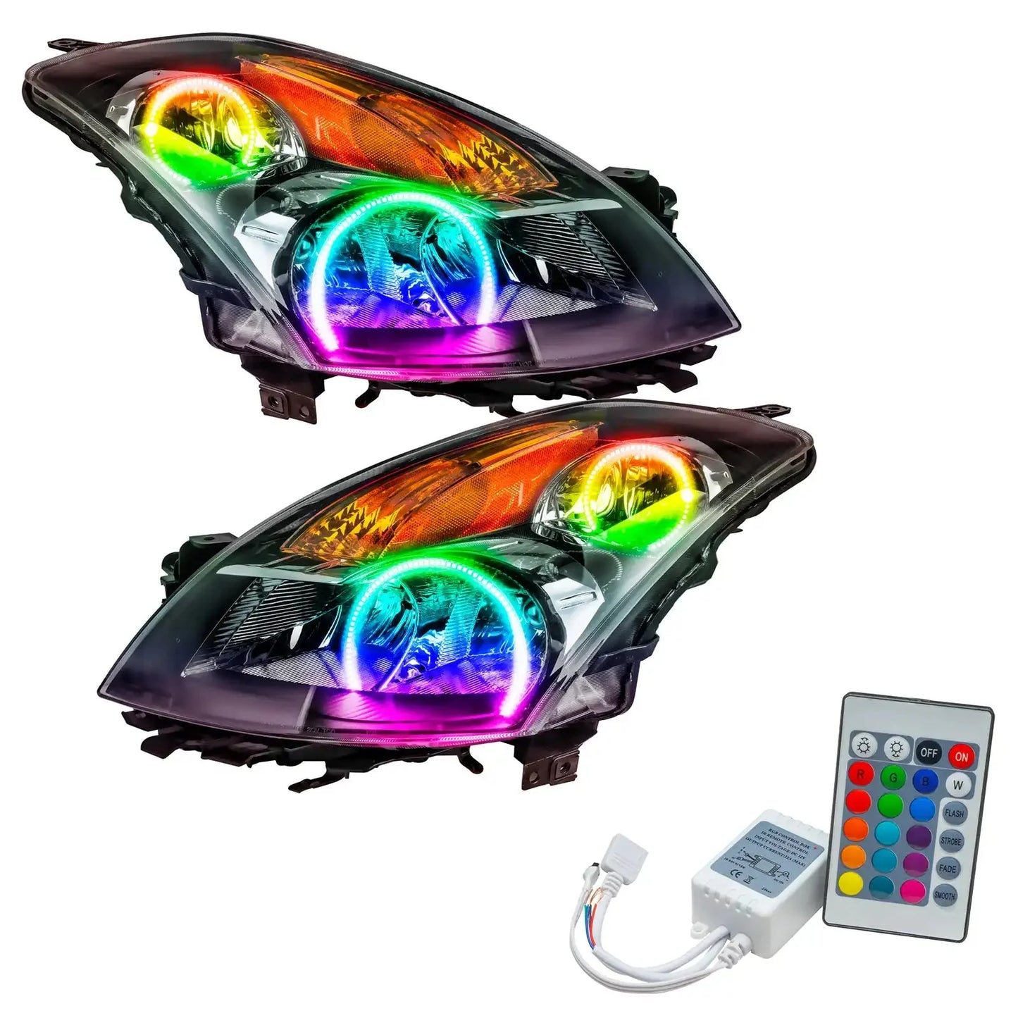 ORACLE Lighting 2007-2009 Nissan Altima Sedan Pre-Assembled Halo Headlights - Black Housing (Halogen)