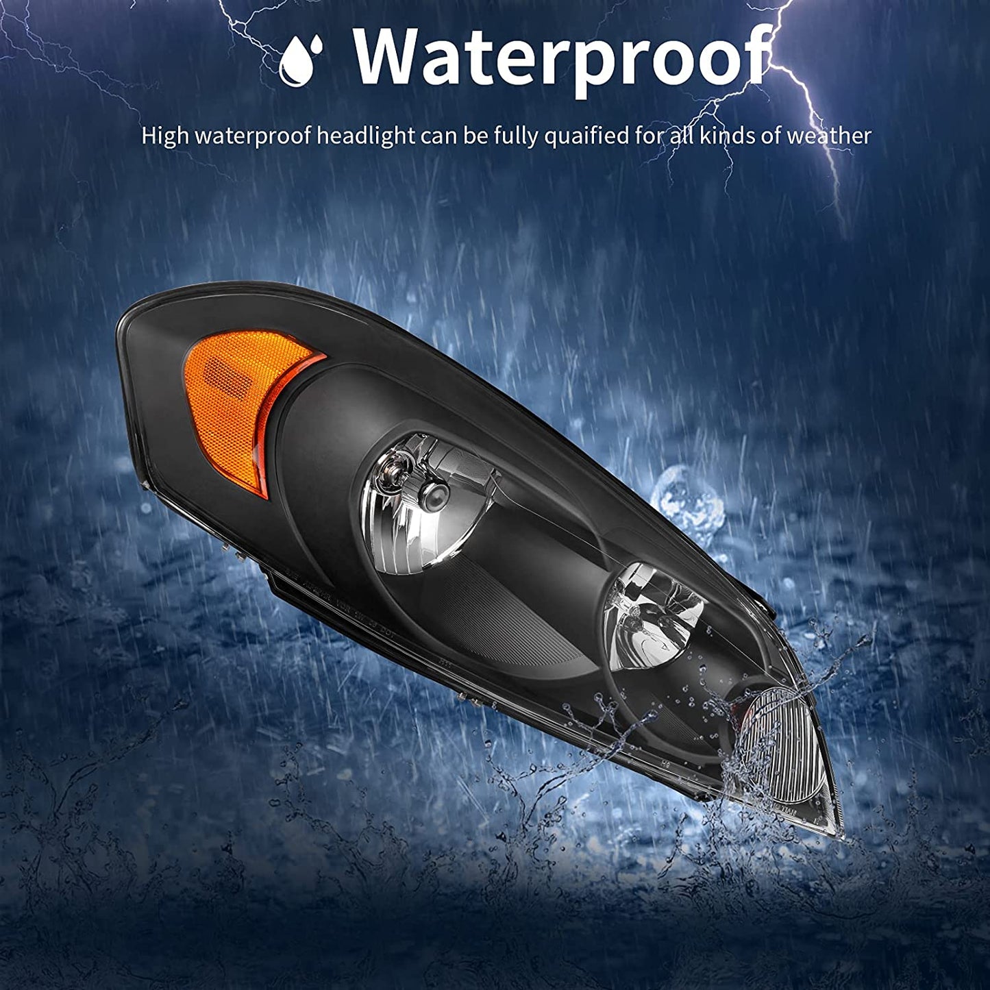 Autosaver88 Headlight Assembly Compatible With 20062013 Chevy Impala 06 07 Monte Carlo Replacement Headlamp Black Housing Amber Reflector Clear Lens A Oe