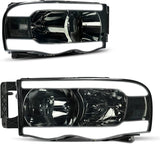 Headlights Assembly For 20022005 Dodge Ram Pickup Headlight Replacement Driving Light Chrome Housing Red Reflector Clear Lens
