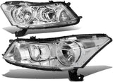 Halogen Model Factory Style Headlight Assembly Compatible With 0812 Honda Accord Sedan 4door Driver Passenger Side Chrome Housing Amber Corner
