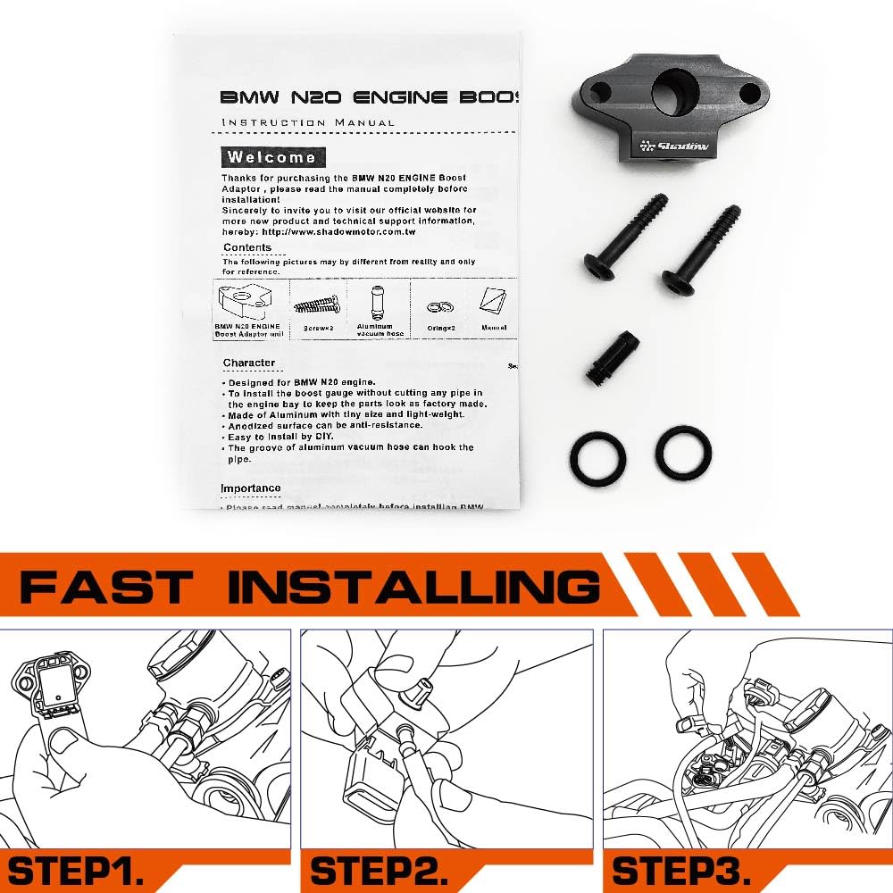 Shadow Turbo Boost Vacuum Sensor Adapter for BMW Boost Gauge tap
