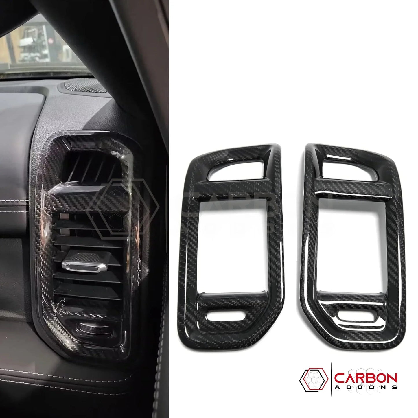 2019+ RAM 1500/TRX/RHO Dashboard Side AC Vent Trim Hard Carbon Fiber Cover