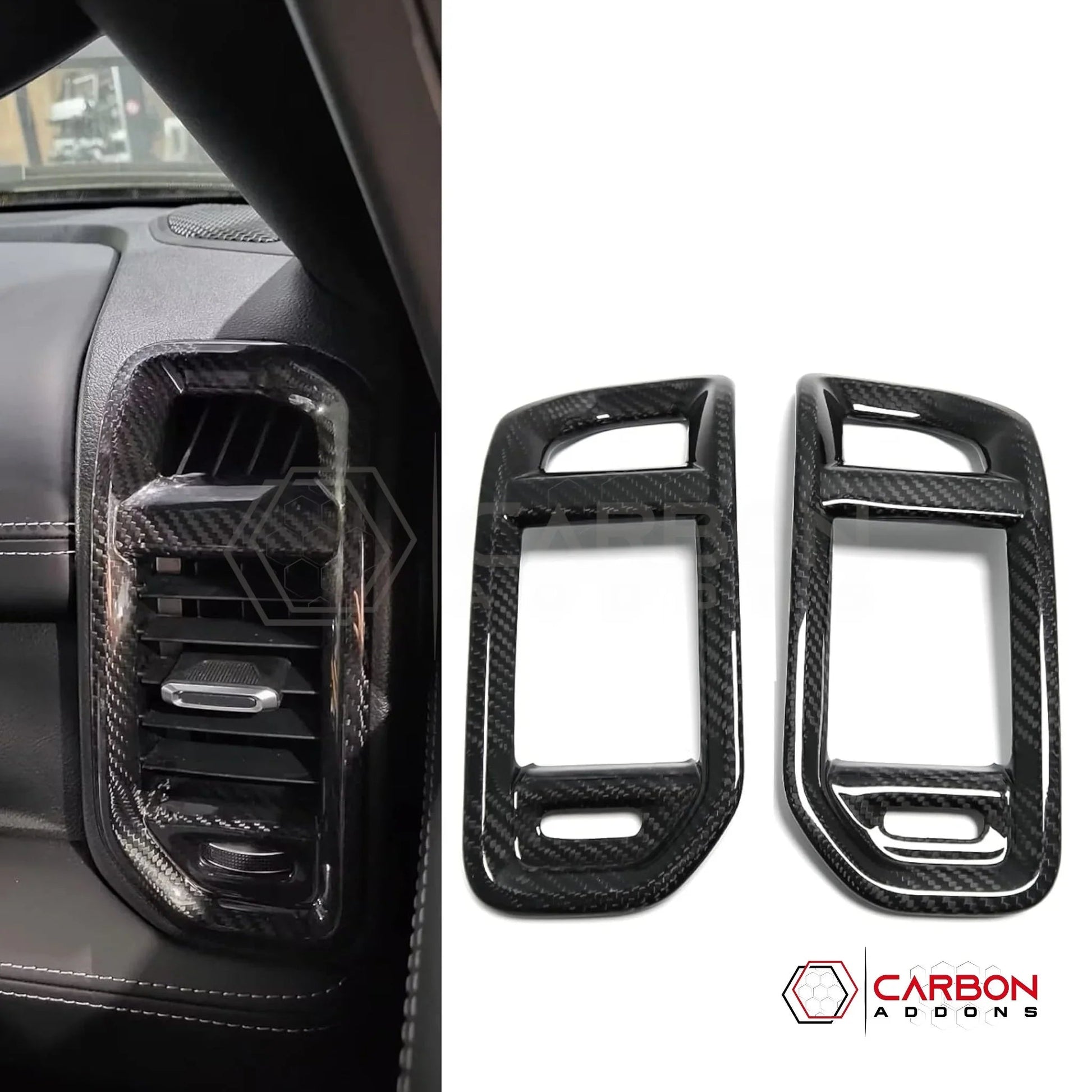 2019+ RAM 1500/TRX/RHO Dashboard Side AC Vent Trim Hard Carbon Fiber Cover