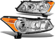 Halogen Model Factory Style Headlight Assembly Compatible With 0812 Honda Accord Sedan 4door Driver Passenger Side Chrome Housing Amber Corner
