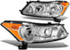 Halogen Model Factory Style Headlight Assembly Compatible With 0812 Honda Accord Sedan 4door Driver Passenger Side Chrome Housing Amber Corner