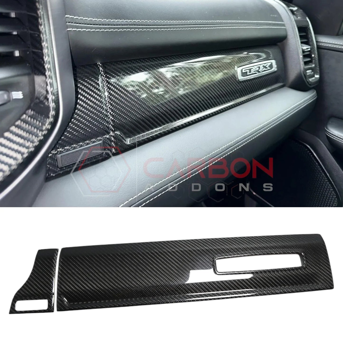 2019+ RAM 1500/TRX Passenger Side Dashboard Trim Hard Carbon Fiber Cover