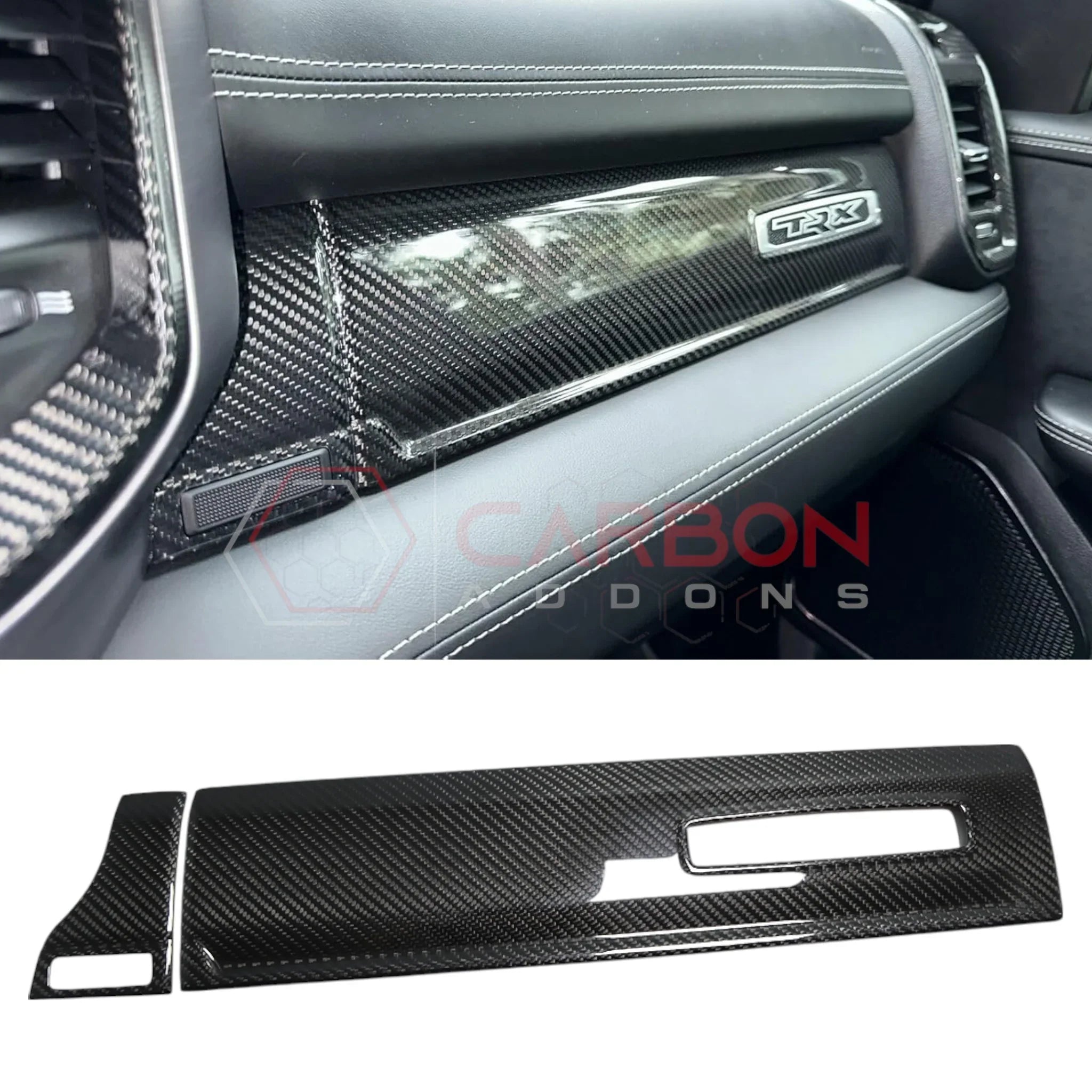 2019+ RAM 1500/TRX Passenger Side Dashboard Trim Hard Carbon Fiber Cover