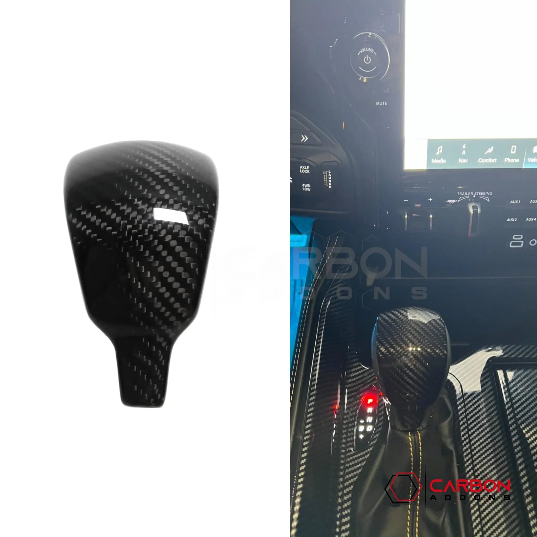 RAM 1500/TRX/RHO 2021+ Shift Knob Trim Hard Carbon Fiber Cover