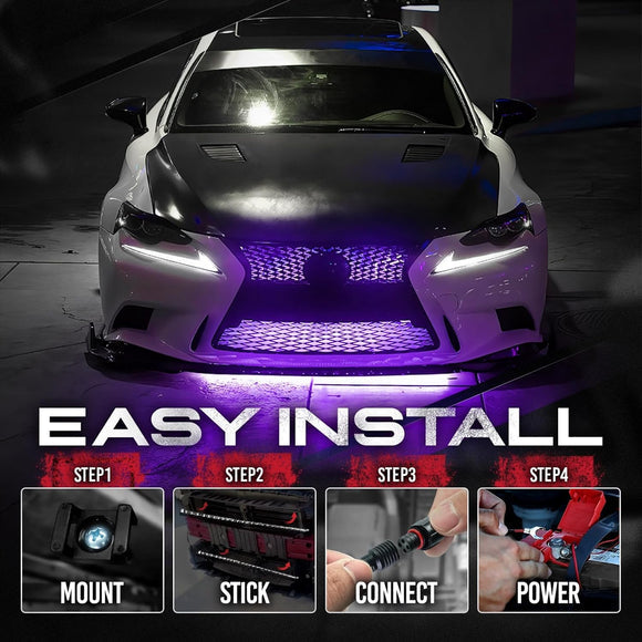 AURA Exterior Pack Bundle (Grille LED Kit - Bluetooth Enabled APP + DreamColor Underglow LED Kit + Photon RGB Rock Light Kit)