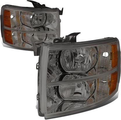 Dna Motoring Hlohcsil07smam Smoke Lens Amber Headlights Compatible With 0713 Silverado 1500