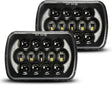 Lxlight Pair 5x7 6x7 High Low Beam LED Headlights Compatible With Jeep Wrangler Yj Cherokee Xj H6054 H6054ll 69822 6052 6053 Angel Eyes Drl Black 105w