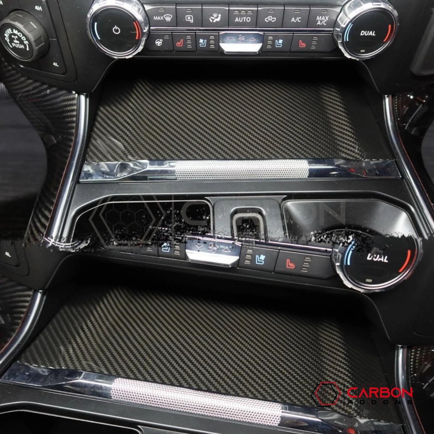 F150 2021-Up Center Console Wireless Charger/Coin Tray Hard Carbon Fiber Cover