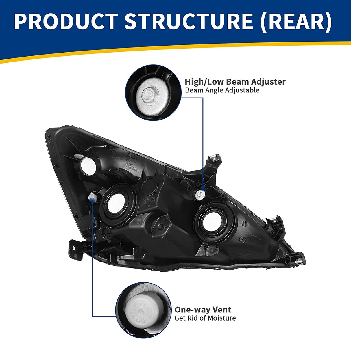 Autosaver88 Headlight Assembly Compatible With 03 04 05 06 07 Accord Oe Replacement Chrome Headlights Wclear Housing