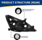 Autosaver88 Headlight Assembly Compatible With 03 04 05 06 07 Accord Oe Replacement Chrome Headlights Wclear Housing