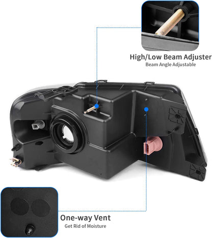 2004-2008 Ford F150 Black Housing Amber Reflector Clear Lens Oe Replacement