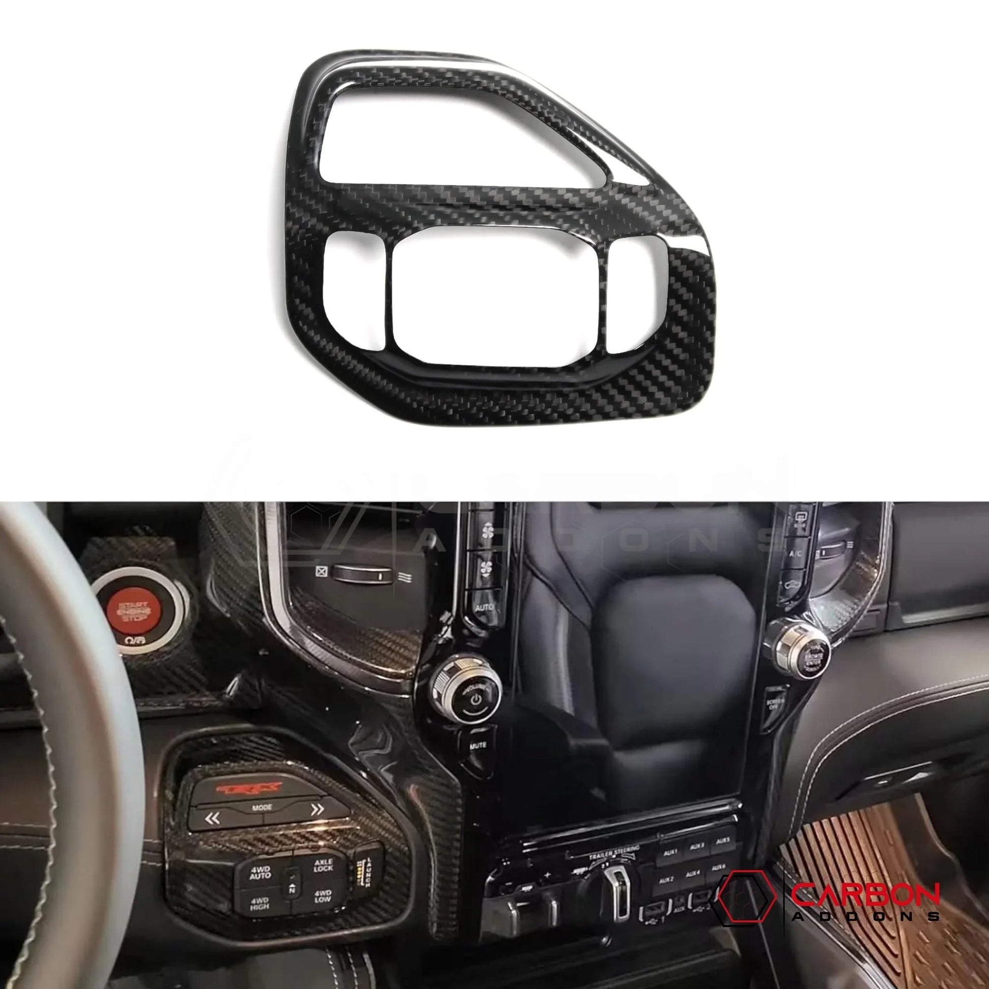 2019+ RAM 1500 TRX/RHO Driving Mode Selector Button Trim Hard Carbon Fiber Cover