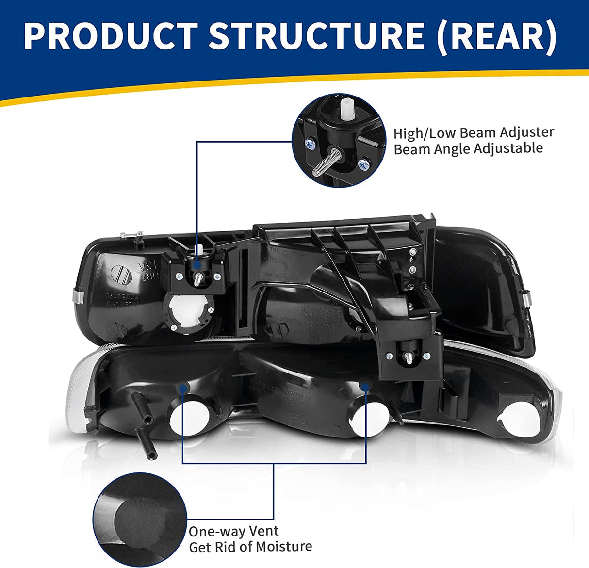 Autosaver88 Headlight Assembly Compatible With 9902 Chevy Silverado 1500 25000102 1500hd 2500hd 35000006 Tahoe Suburban 2500 Headlamp Bumper Lights Chrome Housing Amber Reflector