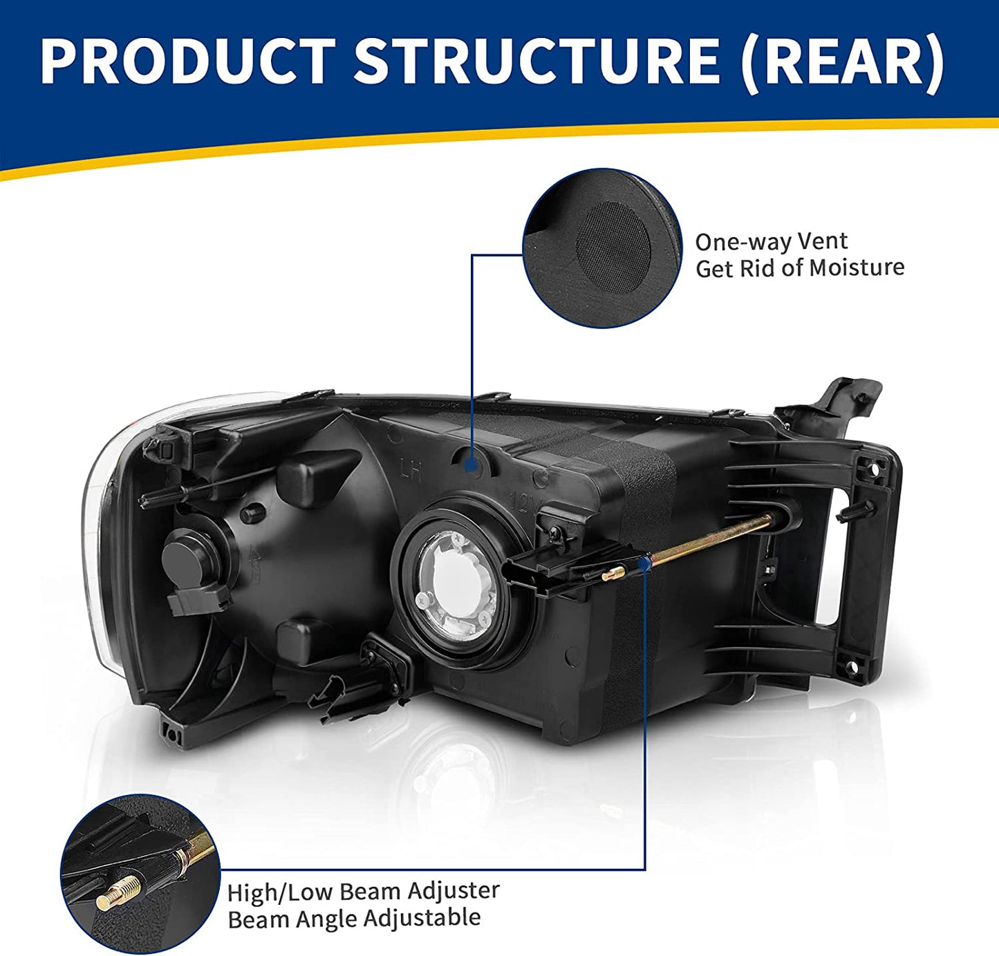 Headlights Assembly For 20022005 Dodge Ram Pickup Headlight Replacement Driving Light Chrome Housing Red Reflector Clear Lens