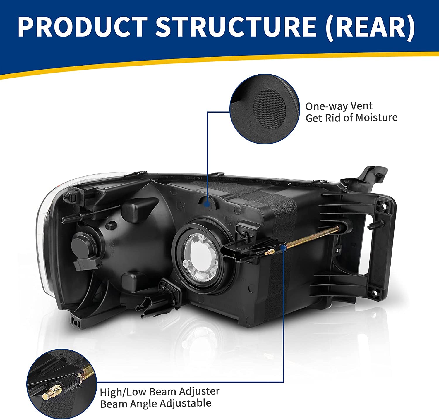 Headlights Assembly For 20022005 Dodge Ram Pickup Headlight Replacement Driving Light Chrome Housing Red Reflector Clear Lens