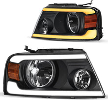 2004-2008 Ford F150 Switchback Turn Signal Headlights With Black Housing