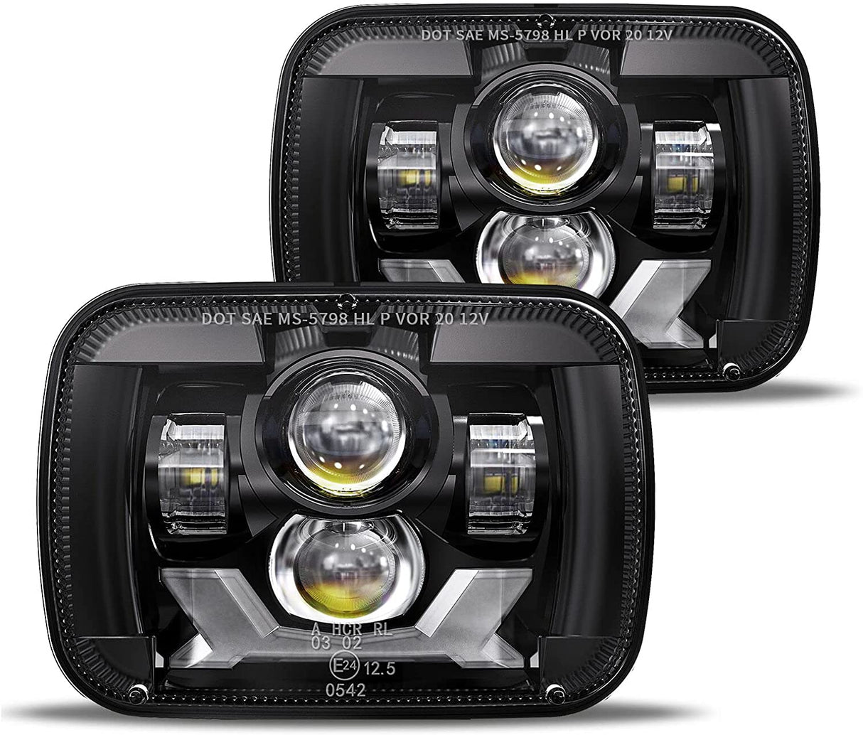 2020-2021 New Osram Chips 180w Dot 500 Brighter Antiglare H6054 5x7 7x6 LED Headlights With Turn Signal Drl Hilow Sealed Beam Compatible Jeep Cherokee Xj Wrangler Yj Ford Chevrolet Gmc Toyota Nissan Etc