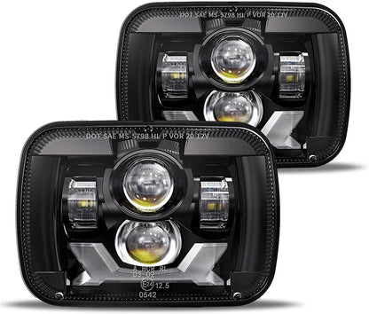 2020-2021 New Osram Chips 180w Dot 500 Brighter Antiglare H6054 5x7 7x6 LED Headlights With Turn Signal Drl Hilow Sealed Beam Compatible Jeep Cherokee Xj Wrangler Yj Ford Chevrolet Gmc Toyota Nissan Etc