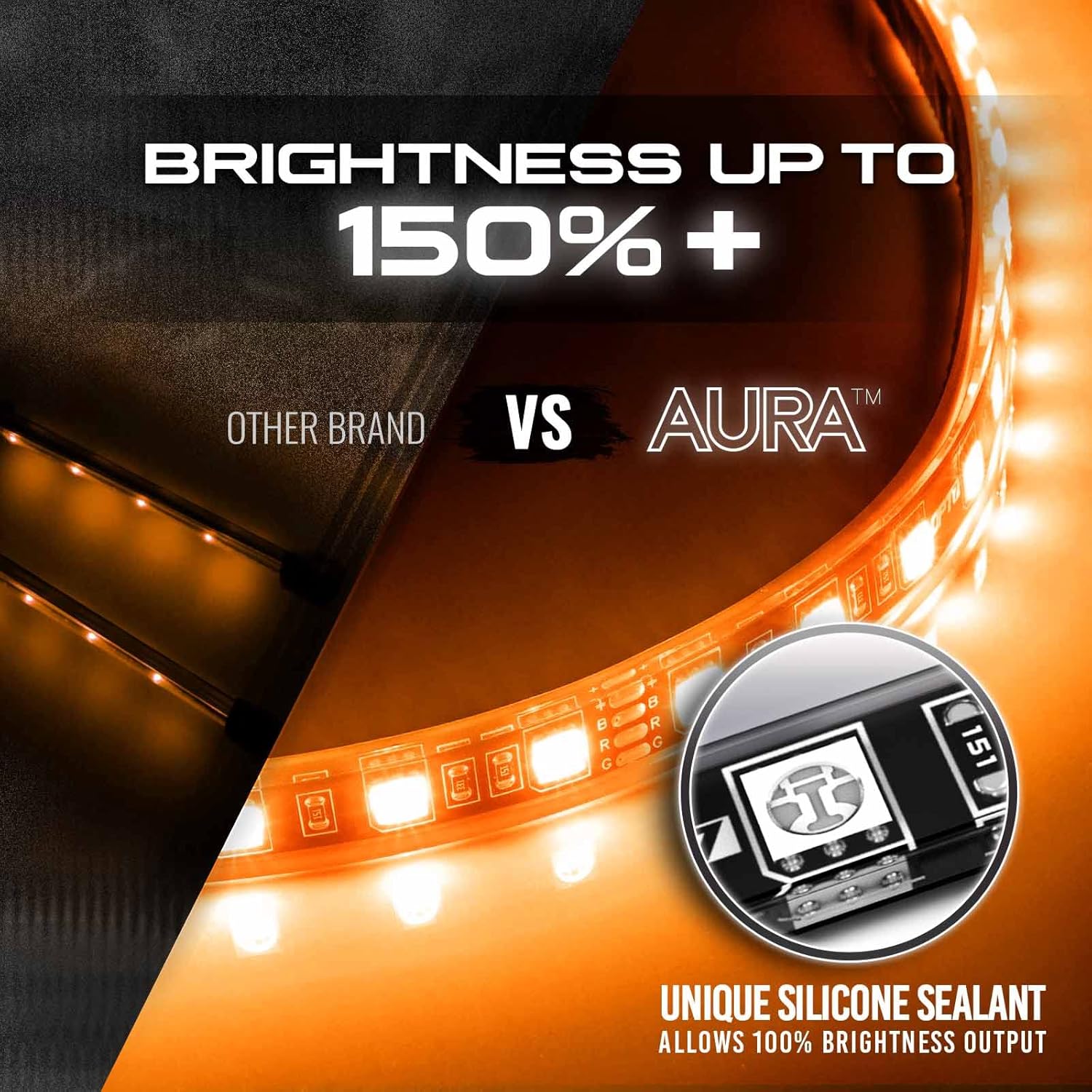 AURA PRO Boat Interior LED Lighting Kit 4 x 48-Inch Multi-Color Strips - Bluetooth Enabled APP Full Color Spectrum